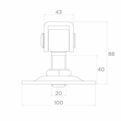 Zawias PSG 61.019 z szyldem 100x100x4mm - gwint M20 (regulowany)